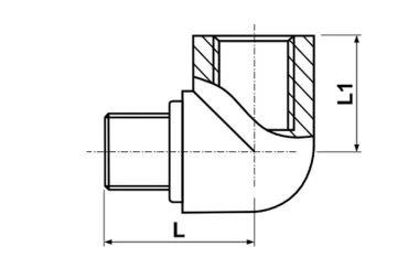 Koleno 90º BSP polypropylen PVDF 10 bar