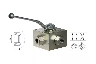 Čtyřcestný hydraulický ventil &quot;X&quot; s vnitřním BSP závitem, typ MKHX