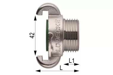 Drážková spojka 42 mm ocel 316 těsnění viton 16 bar -30°C až +200°C